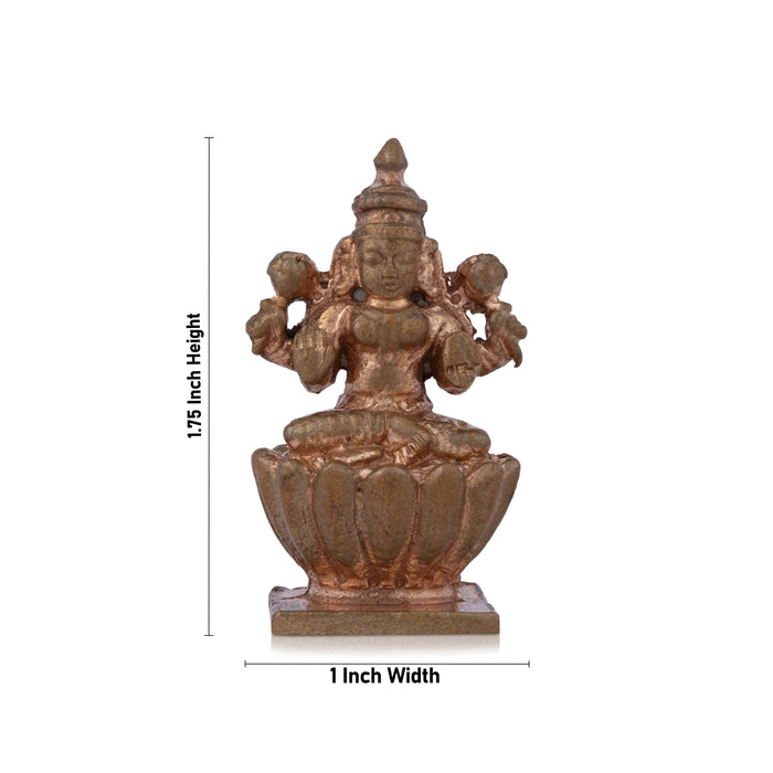 Laxmi Devi Statue - 1.75 x 1 Inches | Panchaloha Idol/ Lakshmi Statue Sitting On Lotus for Pooja/ 55 Gms Approx - Panchaloha Murties