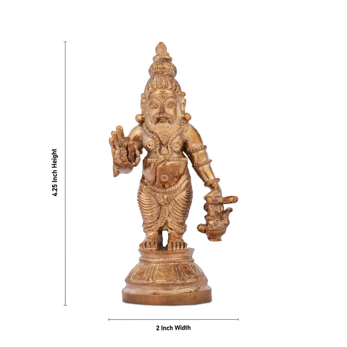 Agathiyar Murti - 4.25 x 2 Inches | Agastya Idol/ Panchaloha Idol for Pooja/ 295 Gms Approx