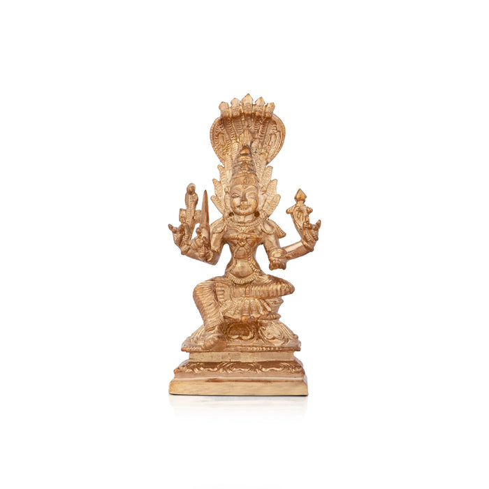 Karumari Amman Sitting On Base Murti - 4 x 2.25 Inches | Panchaloham Idol / Karumariamman Statue For Pooja
