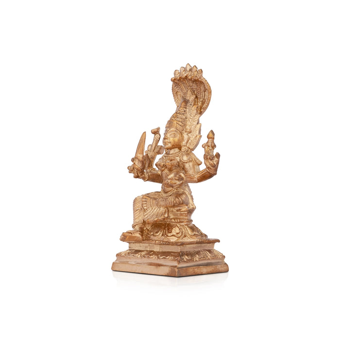 Karumari Amman Sitting On Base Murti - 4 x 2.25 Inches | Panchaloham Idol / Karumariamman Statue For Pooja