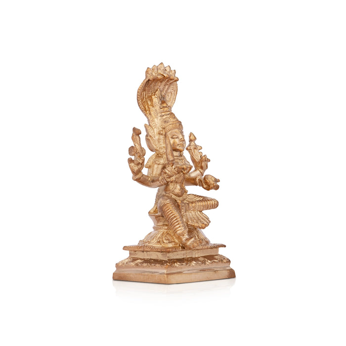 Karumari Amman Sitting On Base Murti - 4 x 2.25 Inches | Panchaloham Idol / Karumariamman Statue For Pooja