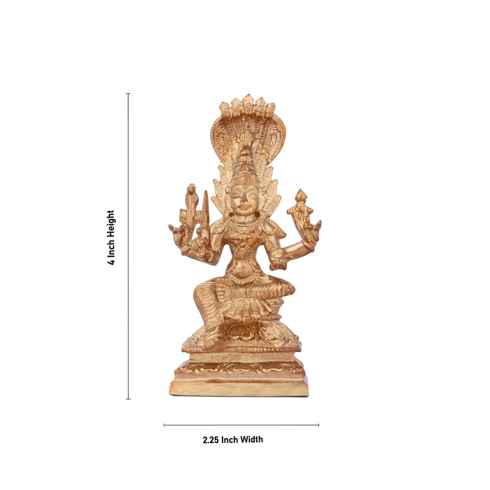 Karumari Amman Sitting On Base Murti - 4 x 2.25 Inches | Panchaloham Idol / Karumariamman Statue For Pooja