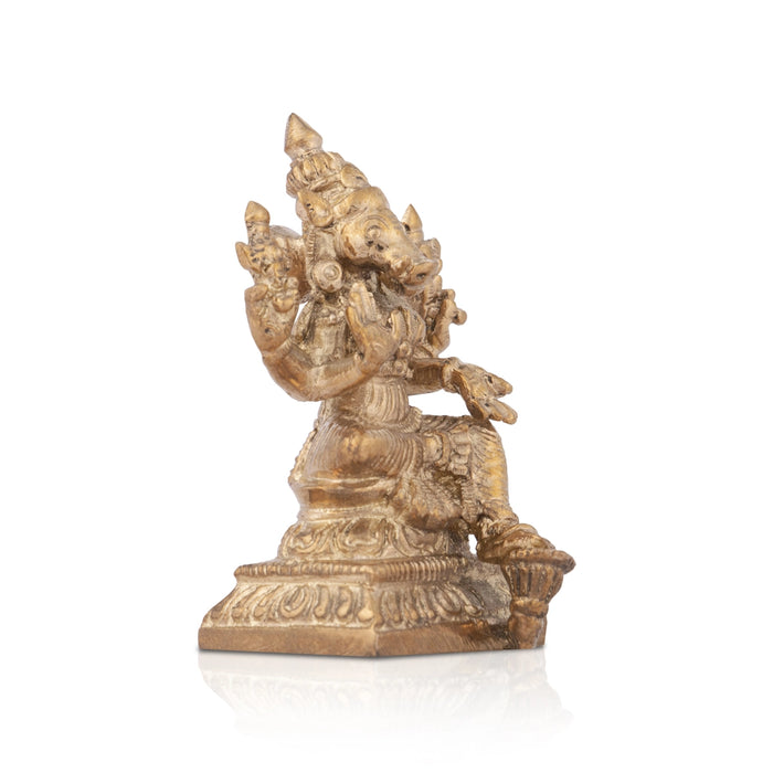 Varahi Amman Sitting On Base Statue - 2.5 x 1.5 Inches | Panchaloha Varahi Statue / Varahi Idol for Pooja