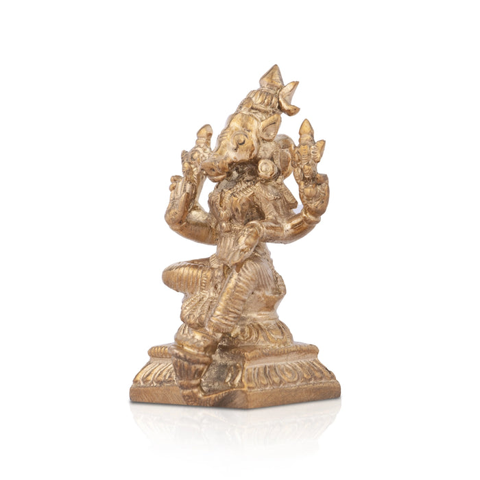 Varahi Amman Sitting On Base Statue - 2.5 x 1.5 Inches | Panchaloha Varahi Statue / Varahi Idol for Pooja