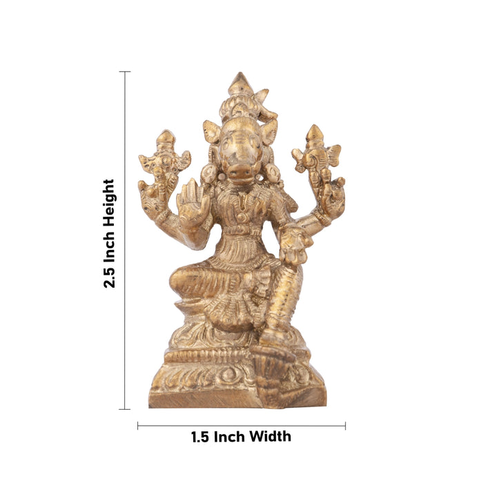 Varahi Amman Sitting On Base Statue - 2.5 x 1.5 Inches | Panchaloha Varahi Statue / Varahi Idol for Pooja