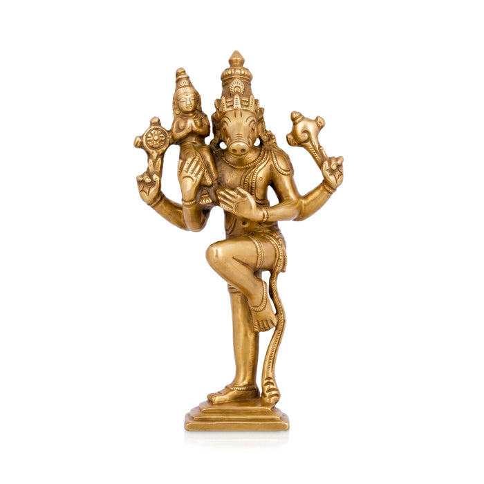 Lakshmi Varahar Murti Standing On Base - 3.75 x 2 Inches | Panchaloha Idol / Varaha Lakshmi Statue for Worship