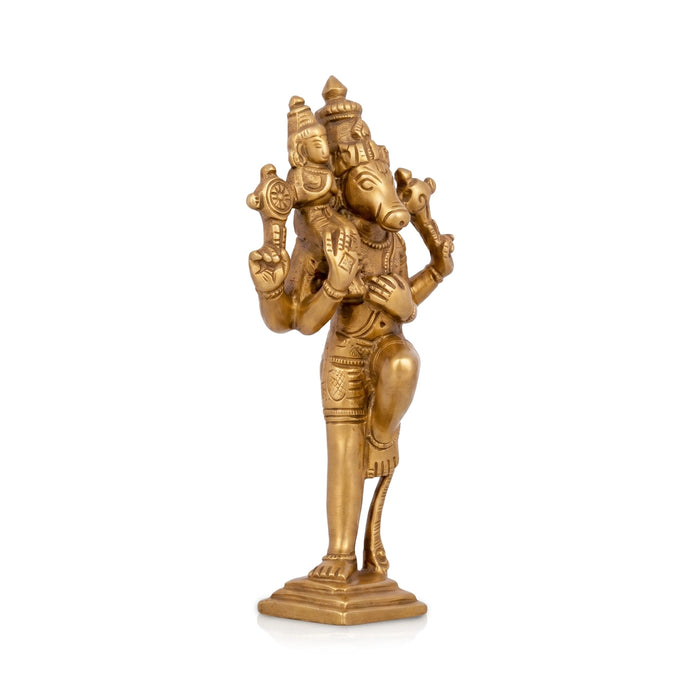 Lakshmi Varahar Murti Standing On Base - 3.75 x 2 Inches | Panchaloha Idol / Varaha Lakshmi Statue for Worship
