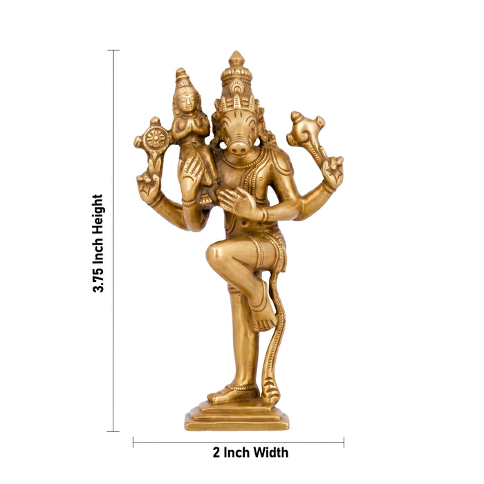 Lakshmi Varahar Murti Standing On Base - 3.75 x 2 Inches | Panchaloha Idol / Varaha Lakshmi Statue for Worship