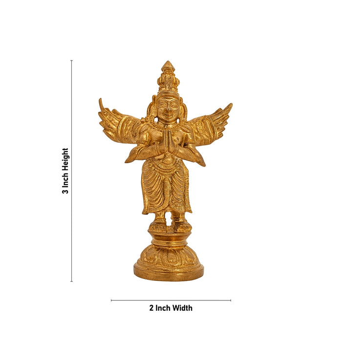 Garudan Statue Standing On Base - 3 X 2 Inches | Panchaloha Statue/ Garuda Idol For Pooja Room - Panchaloha Murties