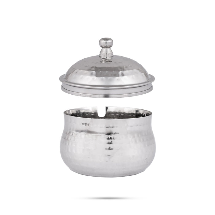 Ghee Pot With Spoon - 4 x 4.5 Inches | Stainless Steel Storage Box With Lid/ Storage Container for Home/ 310 Gms - Kitchen