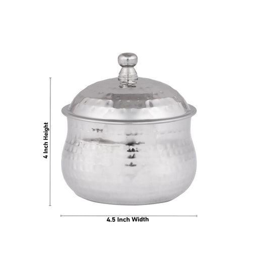 Ghee Pot With Spoon - 4 x 4.5 Inches | Stainless Steel Storage Box With Lid/ Storage Container for Home/ 310 Gms - Kitchen