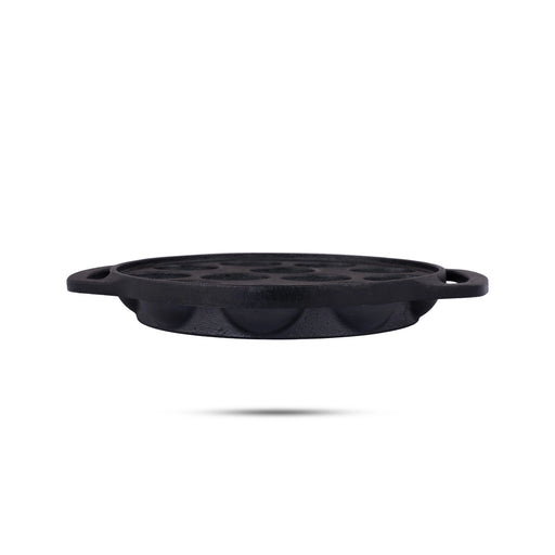Paniyaram Pan With Lid - 8 Inches | Cast Iron Pan/ Unniyappam Pan for Home/ 2.965 Kgs Approx - Kitchen