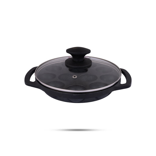Paniyaram Pan With Lid - 8 Inches | Cast Iron Pan/ Unniyappam Pan for Home/ 2.965 Kgs Approx - Kitchen