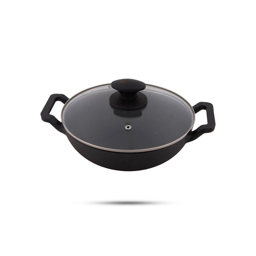 Casting Iron Kadai With Lid - 9 Inches | Kadhai/ Cast Iron Cookware for Home/ 2.620 Kgs Approx - Kitchen