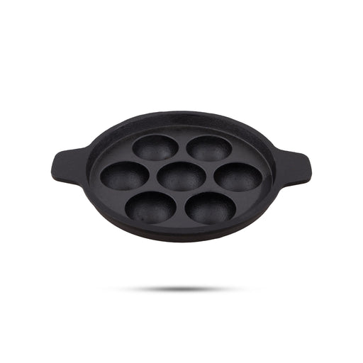 Paniyaram Pan - 7 Inches | Cast Iron Pan/ Unniyappam Pan for Home/ 1.465 Kgs Approx - Kitchen