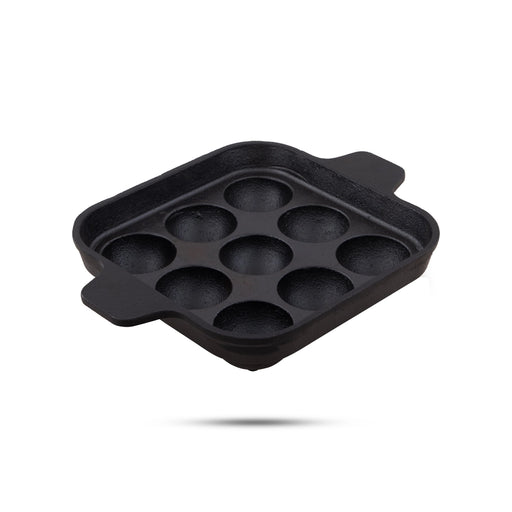 Paniyaram Pan - 7 Inches | Square Shape Cast Iron Pan/ Unniyappam Pan for Home/ 1.495 Kgs Approx - Kitchen