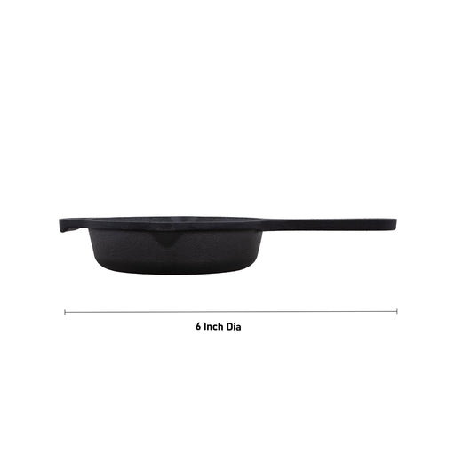Frying Pan - 6 Inches | Casting Iron Cooking Pan/ Cast Iron Cookware for Home/ 1.225 Kgs Approx - Kitchen