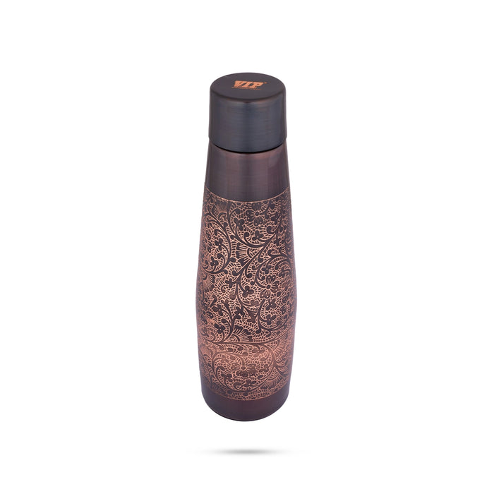 Water Bottle - 1 Ltr | Copper & Silver Peista Eaching Colour Water Container for Home/ 10.5 x 3 Inches/ Assorted Colour - Water Bottle