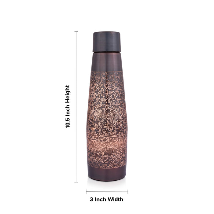 Water Bottle - 1 Ltr | Copper & Silver Peista Eaching Colour Water Container for Home/ 10.5 x 3 Inches/ Assorted Colour - Water Bottle