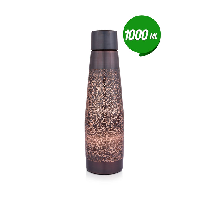 Water Bottle - 1 Ltr | Copper & Silver Peista Eaching Colour Water Container for Home/ 10.5 x 3 Inches/ Assorted Colour - Water Bottle