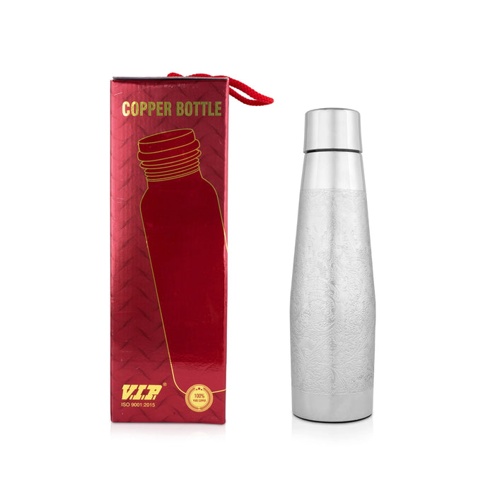 Water Bottle - 1 Ltr | Copper & Silver Peista Eaching Colour Water Container for Home/ 10.5 x 3 Inches/ Assorted Colour - Water Bottle