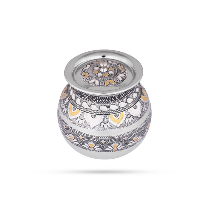 Pongal Pot With Lid - 6.5 x 4.5 Inches | Stainless Steel Kalash/ Stainless Steel Pot for Home/ 485 Gms Approx - Kitchen