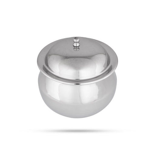 Pot With Lid - 6 x 5.5 Inches | Stainless Steel Cookware/ Stainless Steel Pot for Home/ 415 Gms Approx - Kitchen