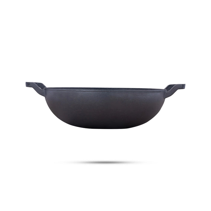 Casting Iron Kadai With Lid - 3.5 x 10.5 Inches | Kadhai/ Cast Iron Cookware for Home/ 3.380 Kgs Approx - Kitchen