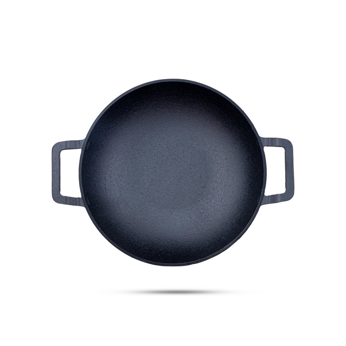 Casting Iron Kadai With Lid - 3.5 x 10.5 Inches | Kadhai/ Cast Iron Cookware for Home/ 3.380 Kgs Approx - Kitchen