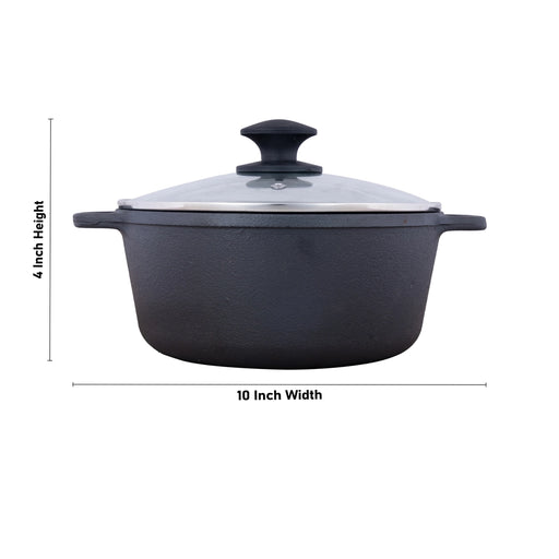 Dutch Oven With Lid - 4 x 10 Inches | Cast Iron Dutch Oven Pot for Home/ 4.485 Kgs Approx - Kitchen