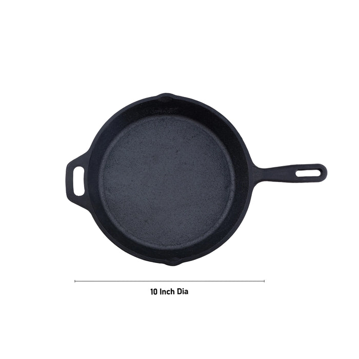 Frying Pan - 10 Inches | Casting Iron Cooking Pan/ Cast Iron Cookware for Home/ 3.330 Kgs Approx - Kitchen