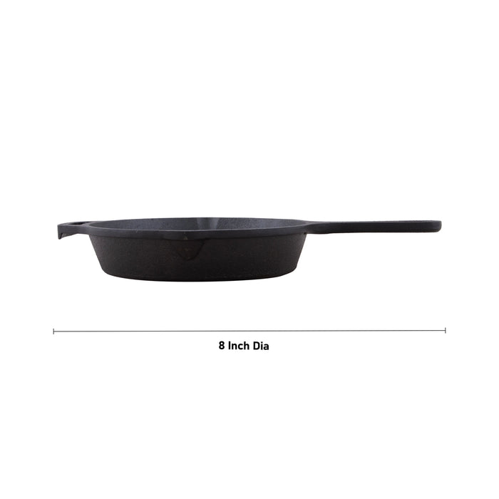 Frying Pan - 8 Inches | Casting Iron Cooking Pan/ Cast Iron Cookware for Home/ 2.120 Kgs Approx - Kitchen