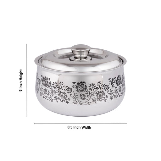 Stainless Steel Food Container With Lid - 5 x 8.5 Inches | Roti Pot/ Food Storage Container for Home/ 1.285 Kgs - Kitchen