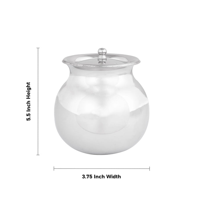 Pongal Pot With Lid - 5.5 x 3.75 Inches | Stainless Steel Kalash/ Stainless Steel Pot for Home/ 285 Gms Approx - Kitchen