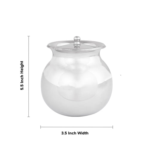 Pongal Pot With Lid - 5.5 x 3.5 inches | Stainless Steel Pongal Kalash/ Cooking Pot/ Pongal Handi for Home - Kitchen