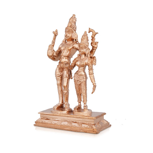 Shiv Parivar Murti - 5 x 3 Inches | Standing Shiv Parvati Murti/ Panchaloha Statue for Pooja/ 360 Gms Approx - Panchaloha Murties