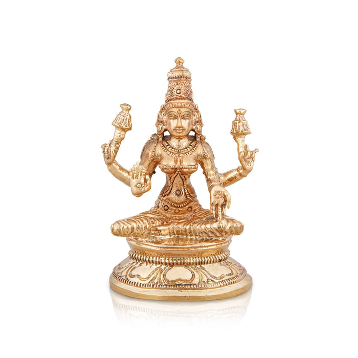 Lakshmi Idol - 3 x 2.25 Inches | Panchaloha Statue/ lakshmi murti/ Sitting Laxmi Murti for Pooja/ 215 Gms Approx