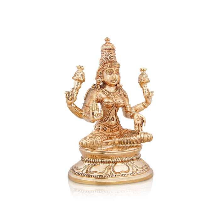 Lakshmi Idol - 3 x 2.25 Inches | Panchaloha Statue/ lakshmi murti/ Sitting Laxmi Murti for Pooja/ 215 Gms Approx