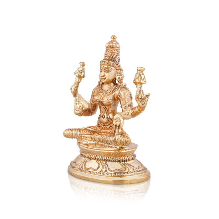 Lakshmi Idol - 3 x 2.25 Inches | Panchaloha Statue/ lakshmi murti/ Sitting Laxmi Murti for Pooja/ 215 Gms Approx