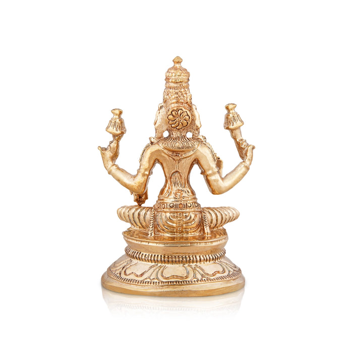 Lakshmi Idol - 3 x 2.25 Inches | Panchaloha Statue/ lakshmi murti/ Sitting Laxmi Murti for Pooja/ 215 Gms Approx