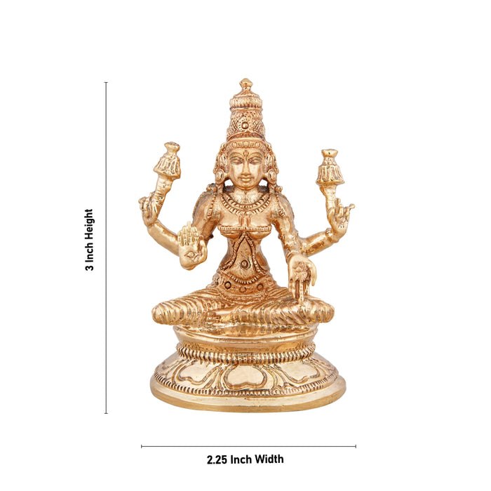 Lakshmi Idol - 3 x 2.25 Inches | Panchaloha Statue/ lakshmi murti/ Sitting Laxmi Murti for Pooja/ 215 Gms Approx