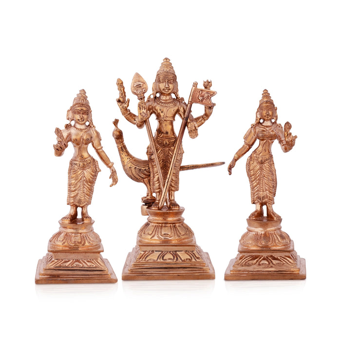 Murugan Valli Deivanai Statue Set - 5 x 2 Inches | Panchaloha Statue\ Murugan Valli Deivanai Idol for Pooja - Panchaloha Murties