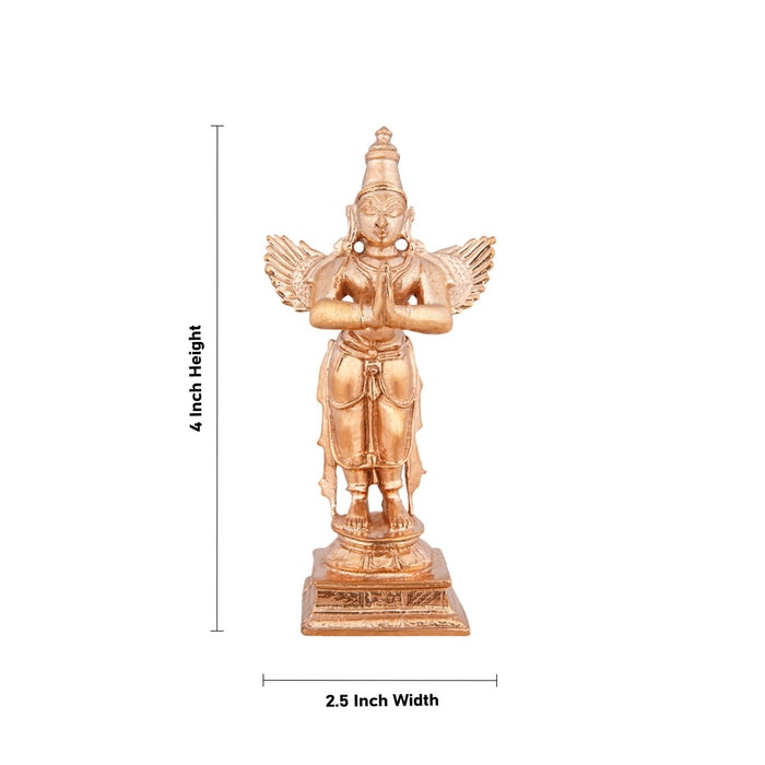 Garudan Statue - 4 x 2.5 Inches | Panchaloha Statue/ Standing Garuda Idol/ Garuda Murti for Pooja/ 225 Gms - Panchaloha Murties