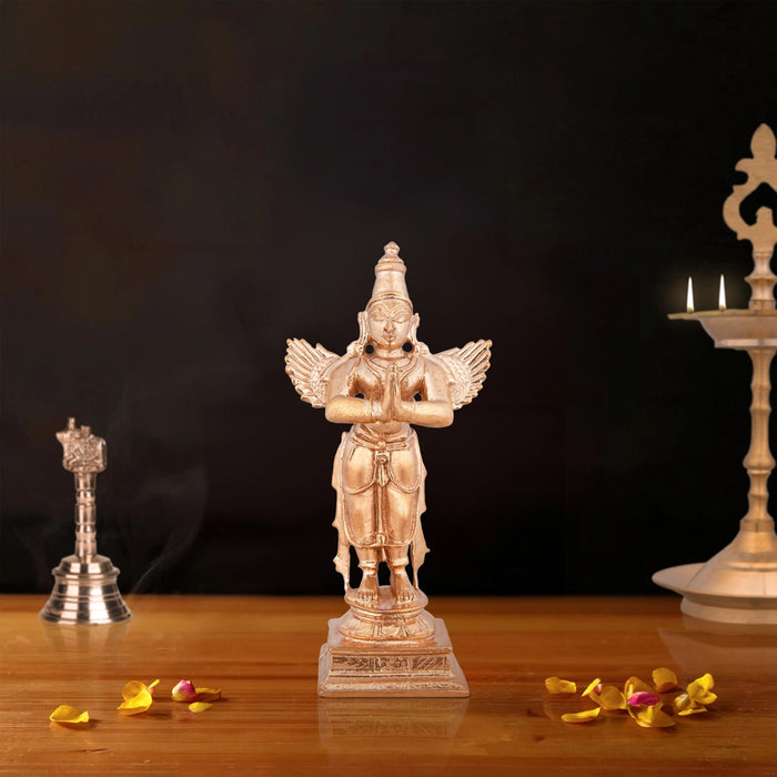 Garudan Statue - 4 x 2.5 Inches | Panchaloha Statue/ Standing Garuda Idol/ Garuda Murti for Pooja/ 225 Gms - Panchaloha Murties