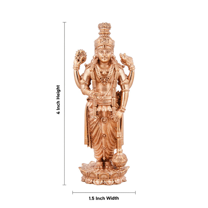 Vishnu Murti - 4 x 1.5 Inches | Panchaloha Statue/ Standing Vishnu Idol/ Vishnu Statue for Pooja/ 175 Gms Approx - Panchaloha Murties