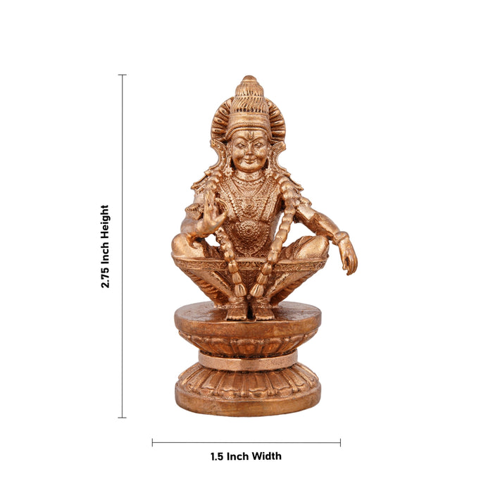 Ayyappan Statue - 2.75 x 1.5 Inches | Panchaloha Statue/ Ayyappa Idol/ Ayyappan Vigraham for Pooja/ 170 Gms - Panchaloha Murties