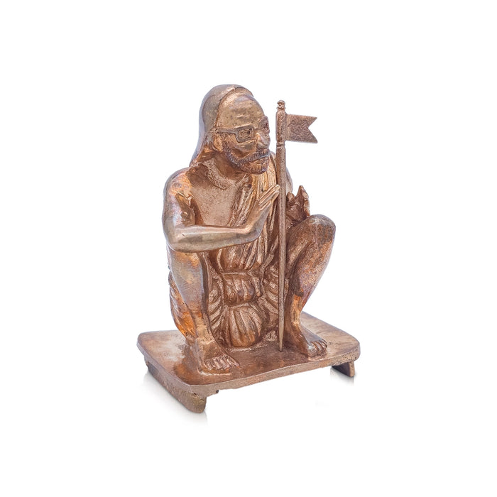 Maha Periyava Statue Sitting On Bajot - 4 x 2.5 Inches | Panchaloha Idol/ Maha Periyava Idol for Pooja - Panchaloha Murties