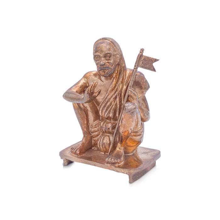 Maha Periyava Statue Sitting On Bajot - 4 x 2.5 Inches | Panchaloha Idol/ Maha Periyava Idol for Pooja - Panchaloha Murties