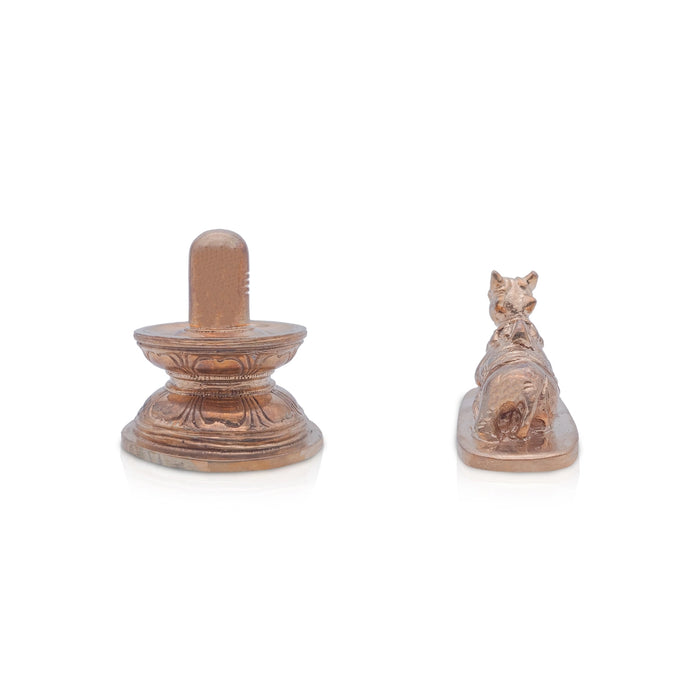 Shiv Ling Murti With Nandi Statue Pair - 3 x 3.5 Inches | Panchaloha Idol/ Shiva Lingam Statue for Pooja - Panchaloha Murties