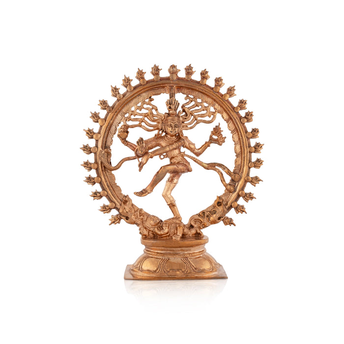 Natraj Statue With Base - 6 x 5 Inches | Panchaloha Statue/ Nataraj Murti/ Natraja Murti for Pooja/ 435 Gms